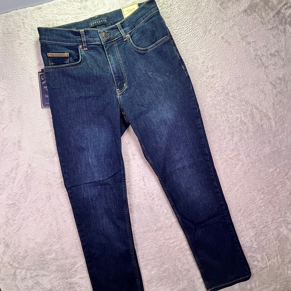 NWT McKenzie Tribe Mens Jeans 32x30 Dark Wash Range Worn Saddle Stitched 61889